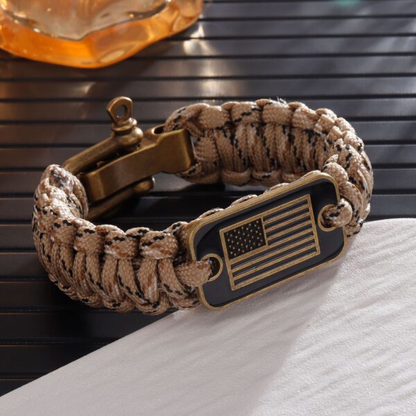 Outdoor Survival Paracord Bracelet – Unisex Adjustable Emergency Bracelet with Zinc Alloy Clasp & Artificial Leather - Image 4