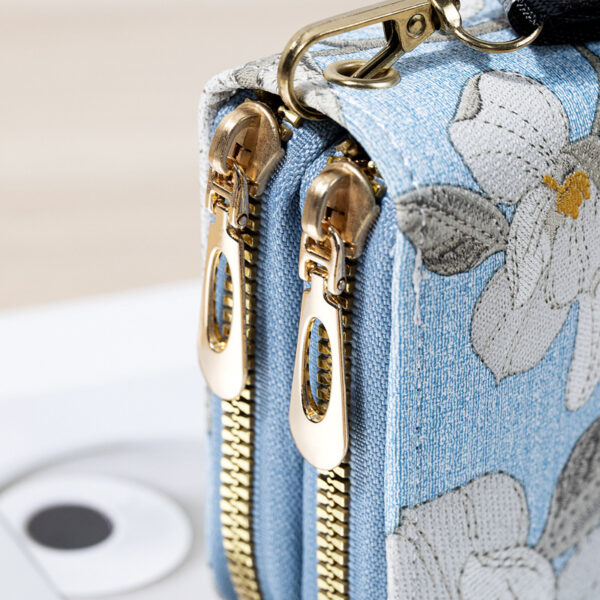 Double Zipper Wallet – Large-Capacity PU Leather Clutch with Floral Accents | Urban Minimalist Style - Image 5