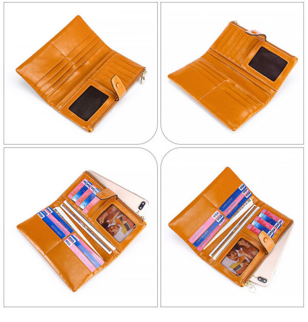 Genuine Leather Retro Women’s Wallet – Multi Card Slot Handheld Coin Purse with Lock - Image 2