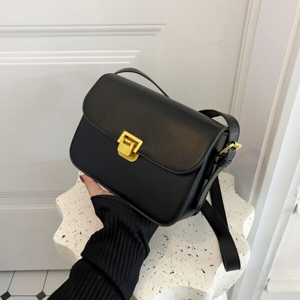 Elegant PU Leather Messenger Bag – Stylish Crossbody Shoulder Bag with Lock Detail & Sandwich Pockets - Image 7