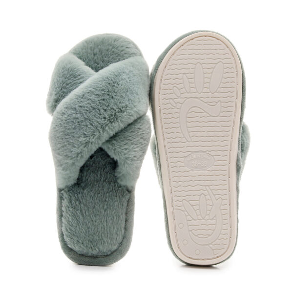 Cross Woven Woolen Slippers – Anti-Slip Indoor Winter Shoes with Plush Warmth | Round Toe - Image 4