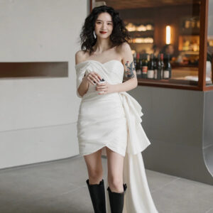 Petite Backless Wedding Dress – Lightweight High Waist Sleeveless Gown for Short Women