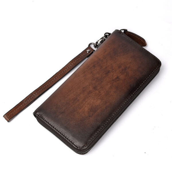 European Hand-Rubbed Leather Wallet – Multi-Card Slot Clutch in Retro Yellow & Brown | Genuine Cowhide for Daily Urban Style - Image 4