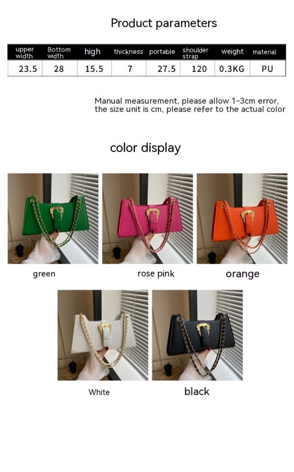 Women's Casual Crossbody Bag – Trendy Square Shoulder Bag with Chain Strap | PU Leather, Street Style - Image 7