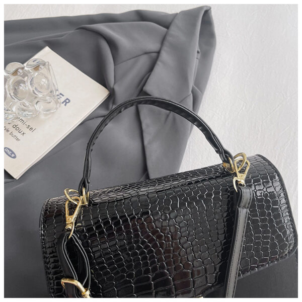 Stone Pattern & Crocodile Stitch Crossbody Bag – Women’s Medium-Soft PU Leather Shoulder Purse for Daily Use - Image 3