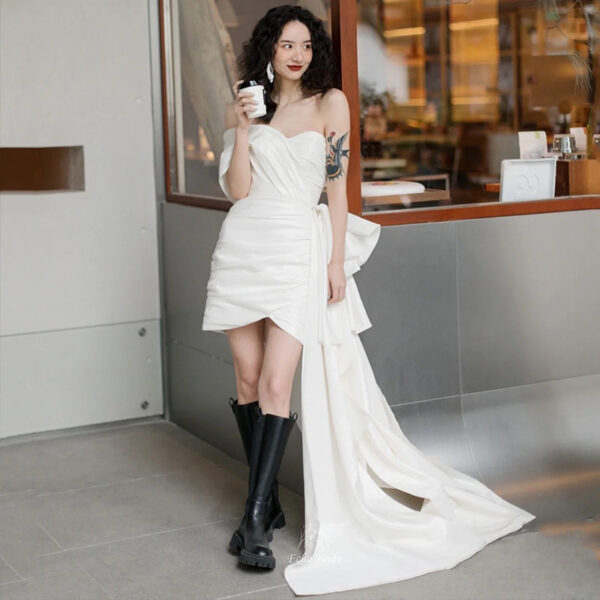 Petite Backless Wedding Dress – Lightweight High Waist Sleeveless Gown for Short Women - Image 2