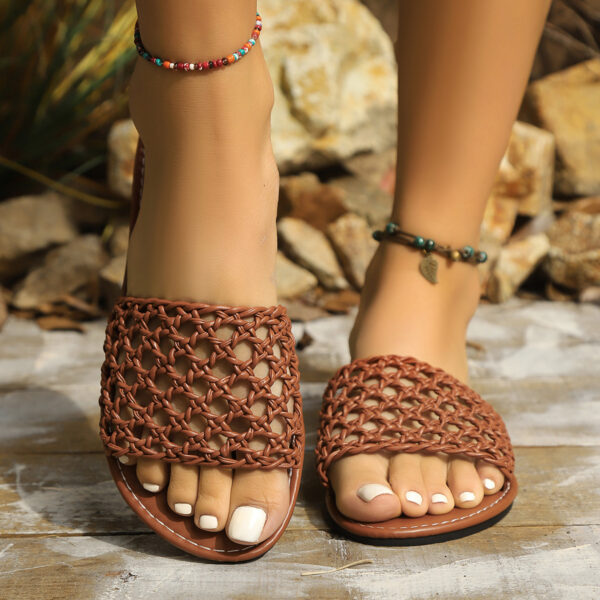 Women's Mesh Slippers – Breathable Square Toe Hollow-Out Sandals | Lightweight PU Slides for Women - Image 7