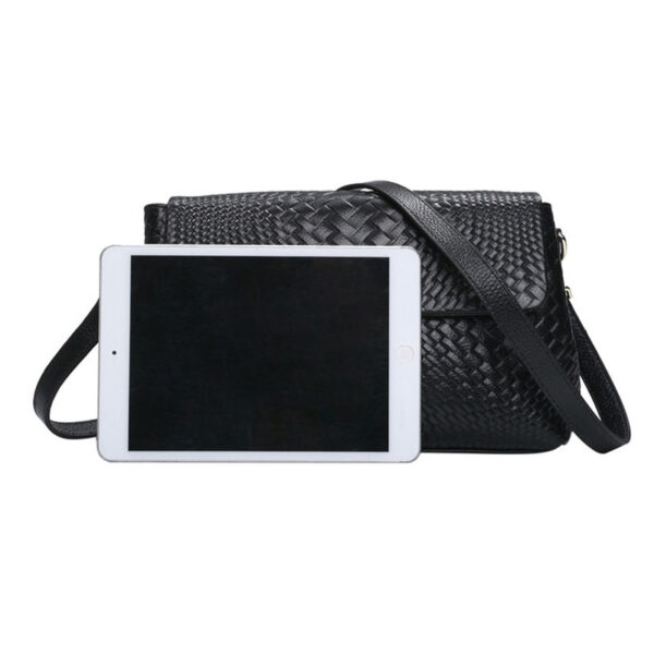 Genuine Leather Crossbody Bag – Woven Embossed Messenger Bag for Women with Multi-Compartment Design | Street Style & Daily Use - Image 8