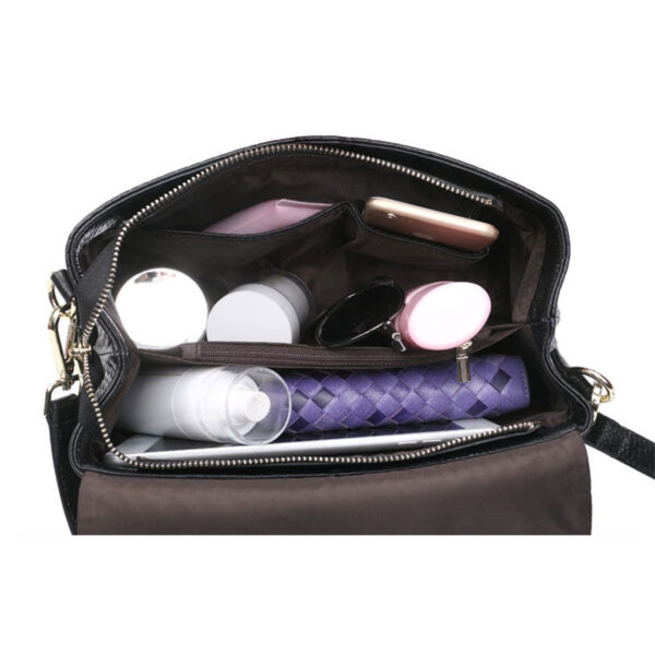 Genuine Leather Crossbody Bag – Woven Embossed Messenger Bag for Women with Multi-Compartment Design | Street Style & Daily Use - Image 10