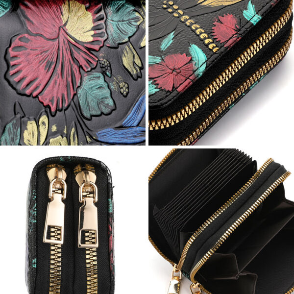 Women's Hand-Painted Floral Wallet – Anti-Theft PU Leather with 12+ Card Slots & Waterproof Design - Image 3