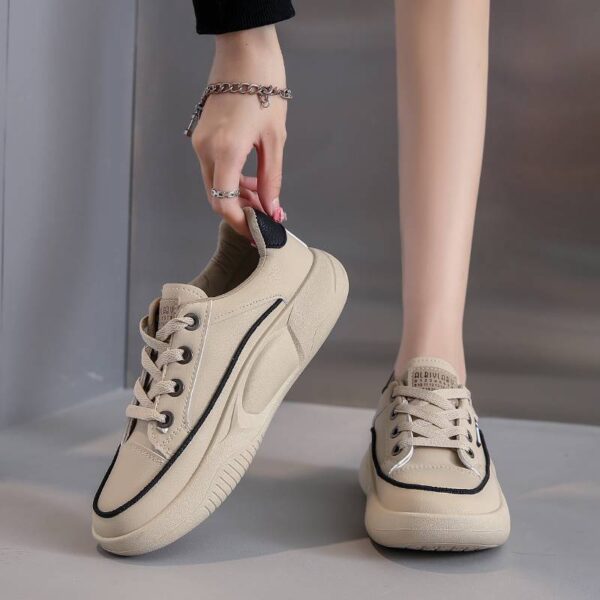 Women’s Lightweight Wedge Sneakers – Chunky Heel Casual Shoes with Shock Absorption | Spring PU Comfort Sneakers - Image 3