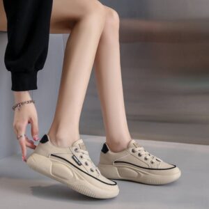 Women’s Lightweight Wedge Sneakers – Chunky Heel Casual Shoes with Shock Absorption | Spring PU Comfort Sneakers