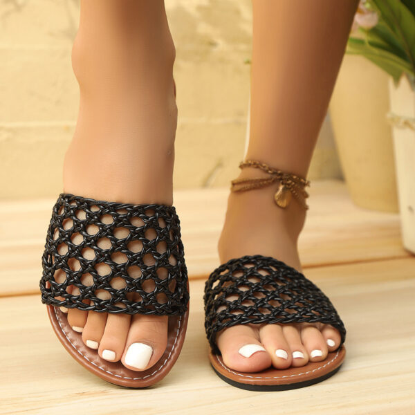 Women's Mesh Slippers – Breathable Square Toe Hollow-Out Sandals | Lightweight PU Slides for Women - Image 8