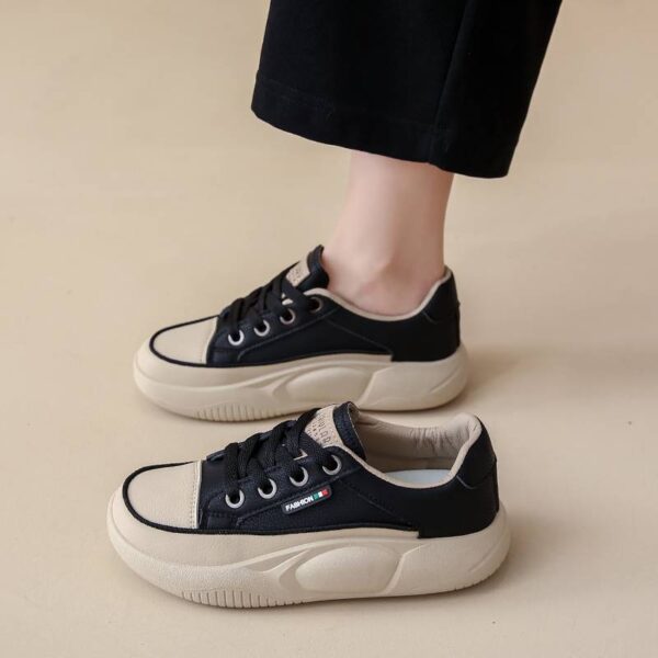 Women’s Lightweight Wedge Sneakers – Chunky Heel Casual Shoes with Shock Absorption | Spring PU Comfort Sneakers - Image 2