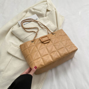 Trendy Quilted Chain Shoulder Bag – Chanel-Inspired Rhombus Design with Detachable Strap