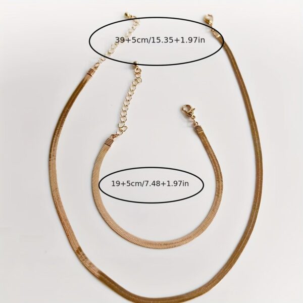 18K Gold Plated Snake Chain Jewelry Set – Adjustable Necklace, Bracelet & Anklet | Gift-Ready Layered Set - Image 5