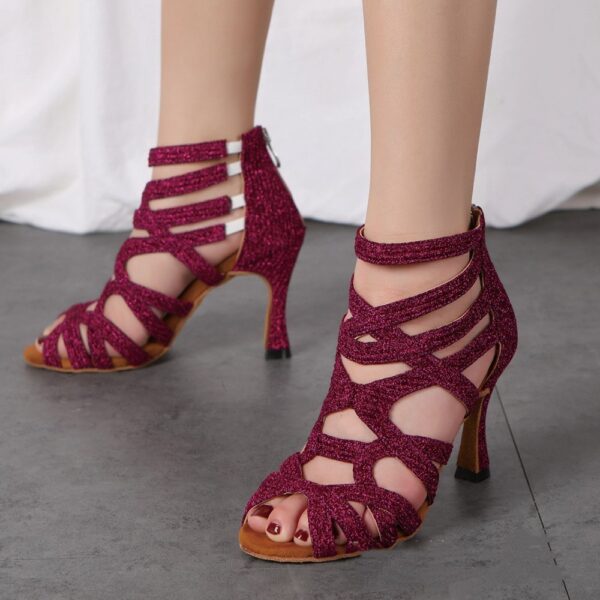 High-Top Peep-Toe Stage Boots – Edgy Fabric Booties with 6-8CM Heels & Fish Mouth Toe