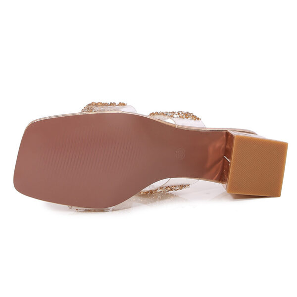 Bohemian Rhinestone Slippers – Korean Style Platform Heels with Square Toe & Rose Gold Finish - Image 6