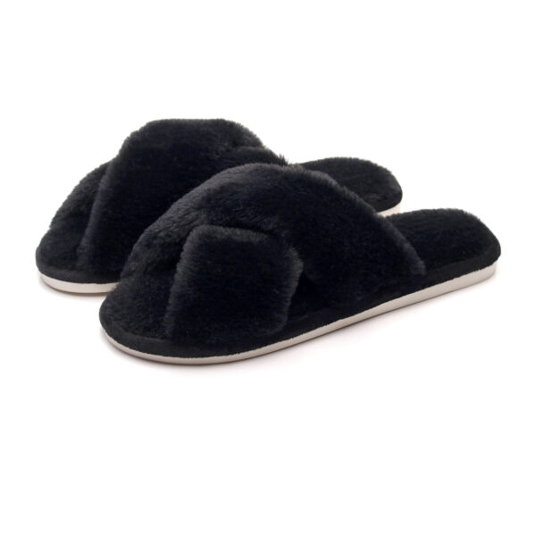 Cross Woven Woolen Slippers – Anti-Slip Indoor Winter Shoes with Plush Warmth | Round Toe - Image 7