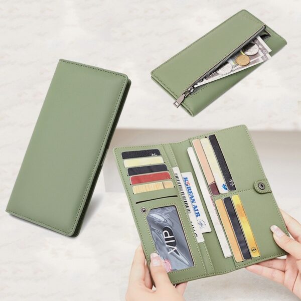 Women's Long Wallet with Zipper & Buckle Closure – Waterproof Anti-Theft PU Purse | Ultra-Light Design - Image 10