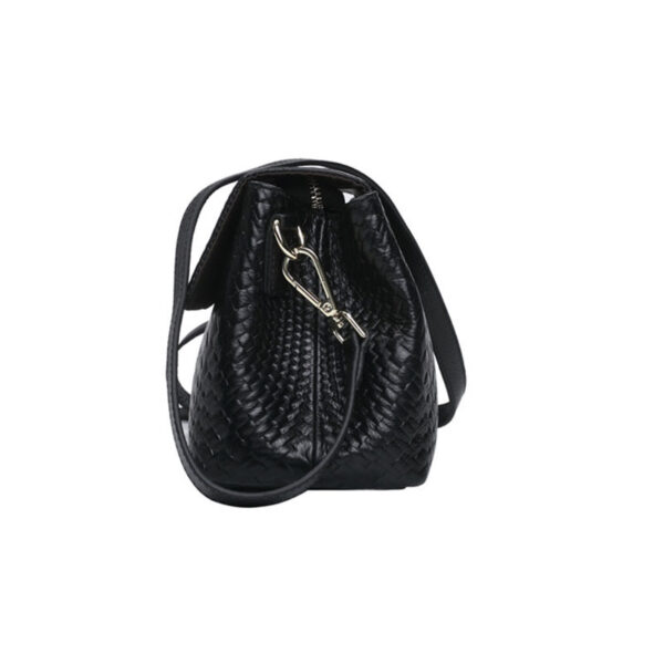 Genuine Leather Crossbody Bag – Woven Embossed Messenger Bag for Women with Multi-Compartment Design | Street Style & Daily Use - Image 3