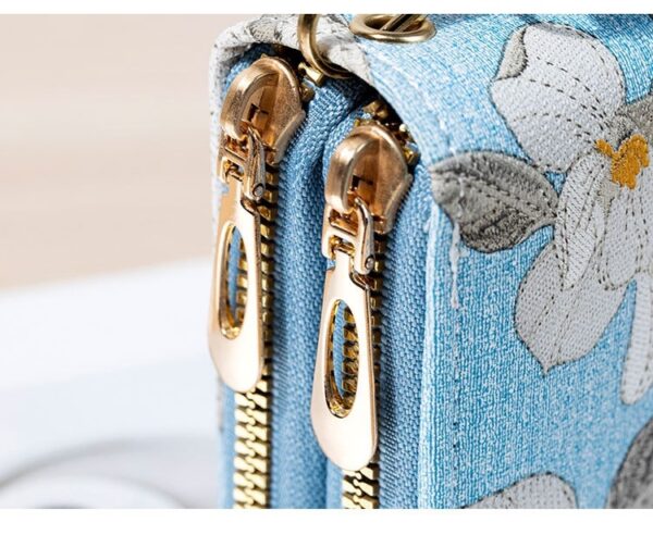 Double Zipper Wallet – Large-Capacity PU Leather Clutch with Floral Accents | Urban Minimalist Style - Image 10