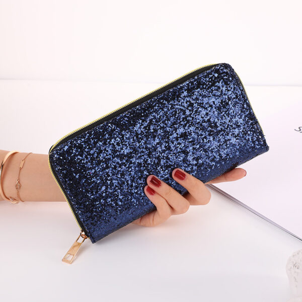 Korean Multi-functional Student Wallet – PU Leather Zipper Organizer with Sequins, 8 Colors | Compact Horizontal Square Design - Image 2