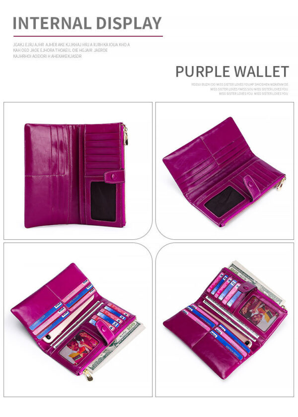 Genuine Leather Retro Women’s Wallet – Multi Card Slot Handheld Coin Purse with Lock - Image 6