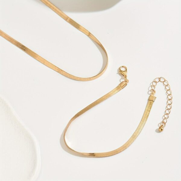 18K Gold Plated Snake Chain Jewelry Set – Adjustable Necklace, Bracelet & Anklet | Gift-Ready Layered Set - Image 4
