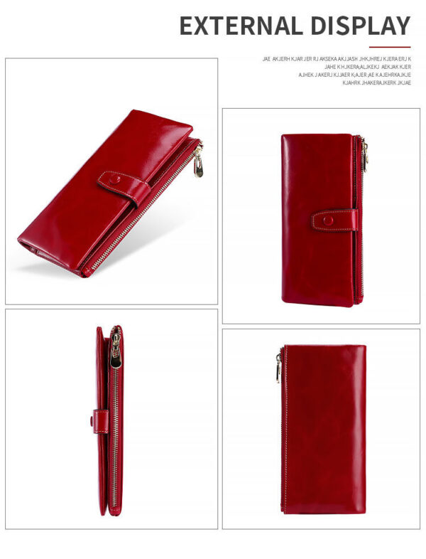 Genuine Leather Retro Women’s Wallet – Multi Card Slot Handheld Coin Purse with Lock - Image 8