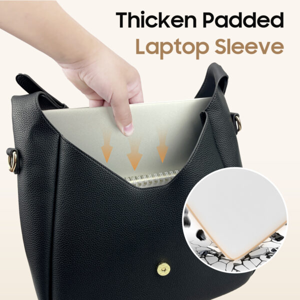 PU Leather Tote Bag – Lightweight Soft Shoulder Purse with Zipper & Multi-Compartment Design for Work, Travel & Daily Use - Image 6