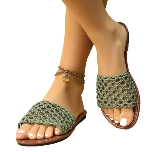 Women's Mesh Slippers – Breathable Square Toe Hollow-Out Sandals | Lightweight PU Slides for Women - Image 6