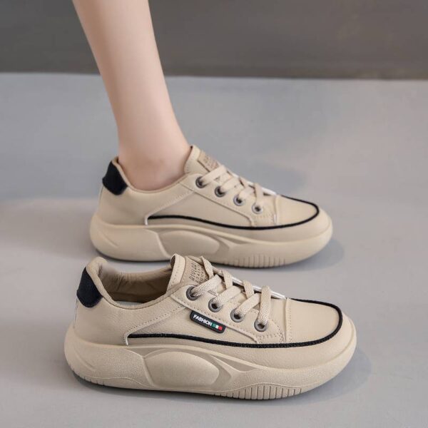 Women’s Lightweight Wedge Sneakers – Chunky Heel Casual Shoes with Shock Absorption | Spring PU Comfort Sneakers - Image 5