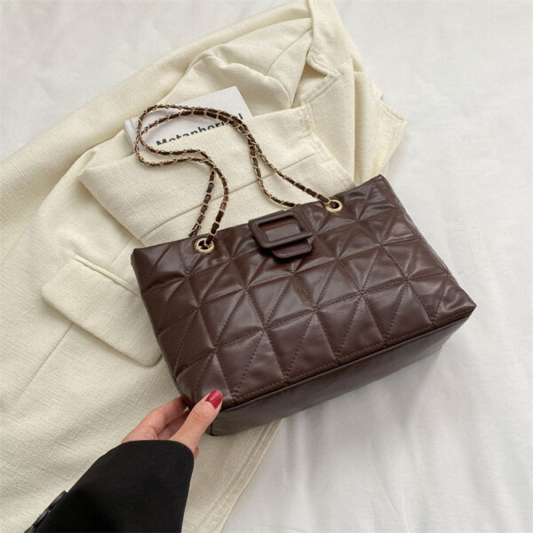 Trendy Quilted Chain Shoulder Bag – Chanel-Inspired Rhombus Design with Detachable Strap - Image 9