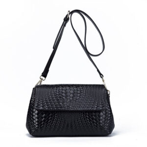Genuine Leather Crossbody Bag – Woven Embossed Messenger Bag for Women with Multi-Compartment Design | Street Style & Daily Use