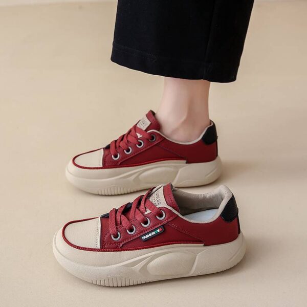 Women’s Lightweight Wedge Sneakers – Chunky Heel Casual Shoes with Shock Absorption | Spring PU Comfort Sneakers - Image 7