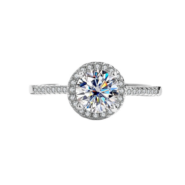Moissanite Three-Piece Jewelry Set – S925 Sterling Silver Round Bag Necklace, Ring & Earrings with Rose & Camellia Petal Design | GRA Certified - Image 3