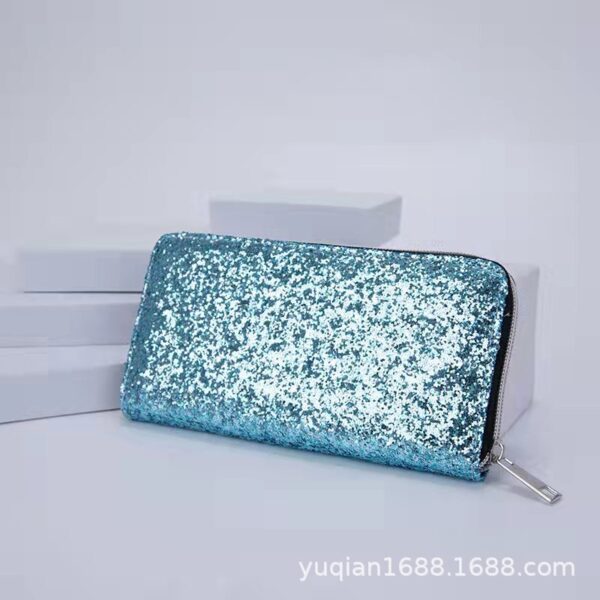 Korean Multi-functional Student Wallet – PU Leather Zipper Organizer with Sequins, 8 Colors | Compact Horizontal Square Design