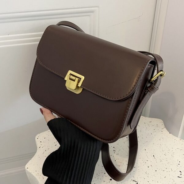 Elegant PU Leather Messenger Bag – Stylish Crossbody Shoulder Bag with Lock Detail & Sandwich Pockets - Image 4