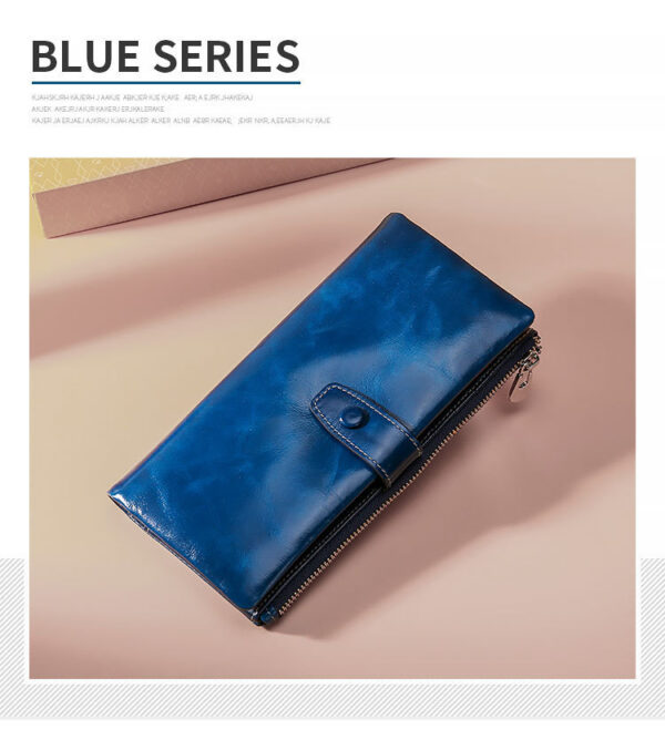 Genuine Leather Retro Women’s Wallet – Multi Card Slot Handheld Coin Purse with Lock - Image 3