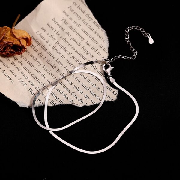 Adjustable Snake Bone Necklace – 925 Sterling Silver Plated Jewelry, White Gold Tone - Image 4