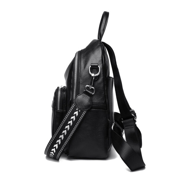 Women’s Genuine Leather Travel Backpack – Lightweight Casual Daypack with Stone Pattern, Multiple Pockets & Soft Cowhide - Image 3