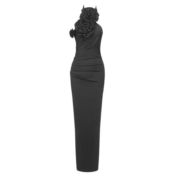Sexy Halter Backless Dress – Asymmetric Spandex Evening Gown with Elastic Waist - Image 5