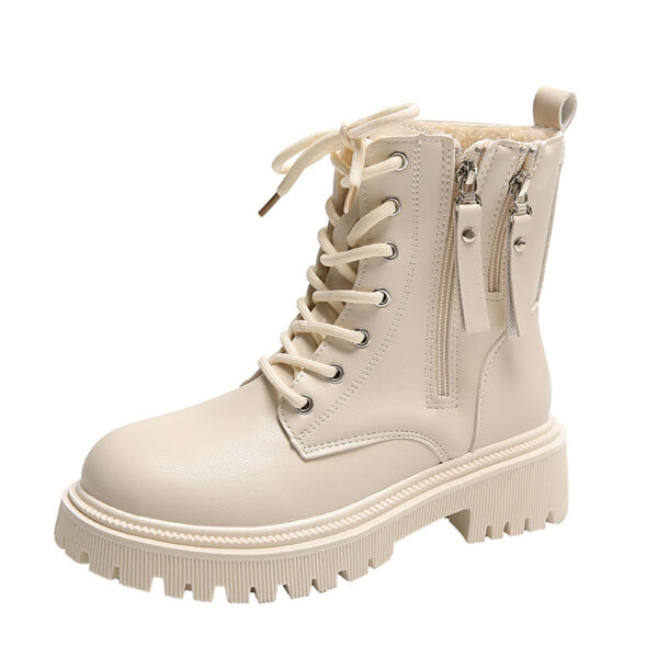 Women’s Casual Warm Ankle Boots – Round Toe PU Leather Shoes with Cotton Lining - Image 4