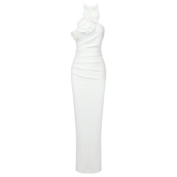 Sexy Halter Backless Dress – Asymmetric Spandex Evening Gown with Elastic Waist - Image 4