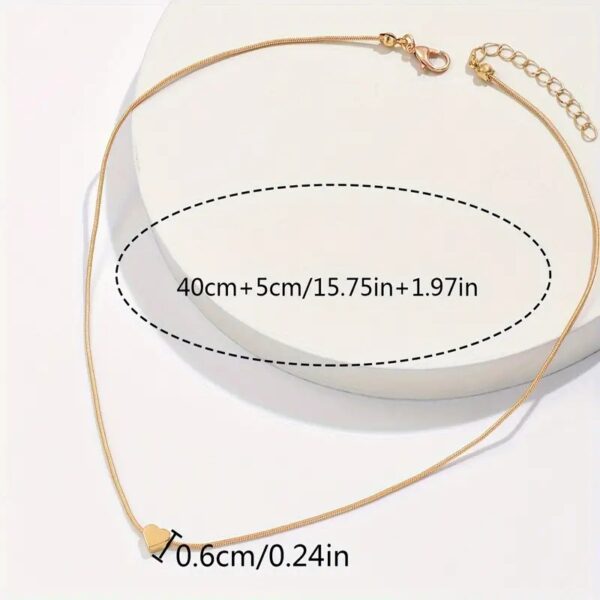 Adjustable Snake Chain Necklace – Gold & Silver Love Pendant Jewelry for Women, Electroplated Alloy Layering Piece - Image 6