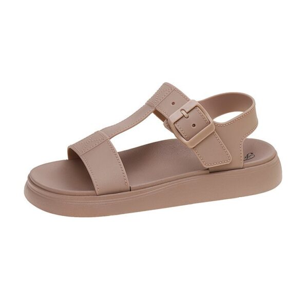 Women's I-Shaped Sandals – Fashion Buckle Strap Low-Top Shoes | PU Vulcanized Sole, Round Toe - Image 4