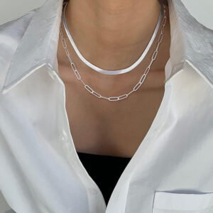 Adjustable Multi-Layer Snake Chain Necklace – Unisex Gold & Silver Electroplated Jewelry with Clip Design