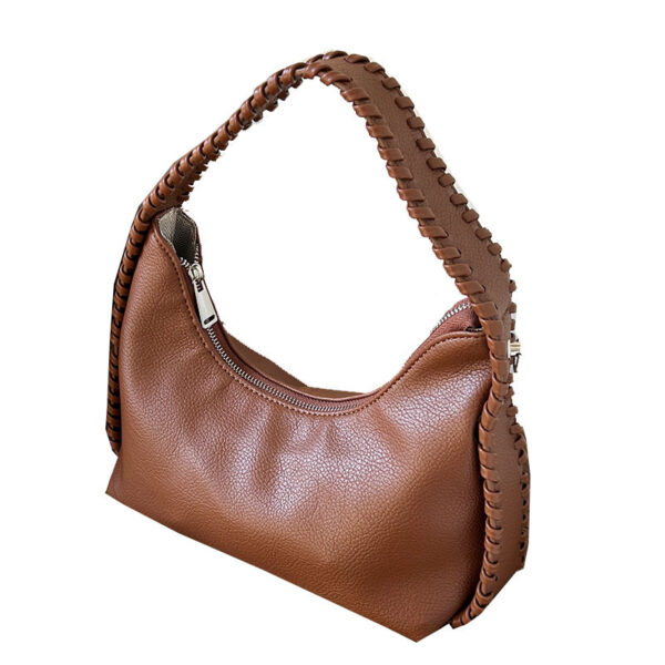 Crescent Crossbody Bag – Soft PU Leather Bucket Bag with Tassel & Stitching Details | Lightweight Daily Shoulder Bag - Image 3