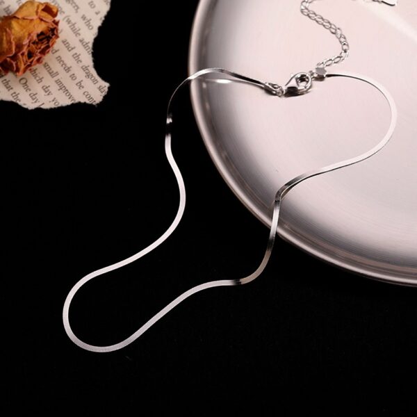 Adjustable Snake Bone Necklace – 925 Sterling Silver Plated Jewelry, White Gold Tone - Image 3